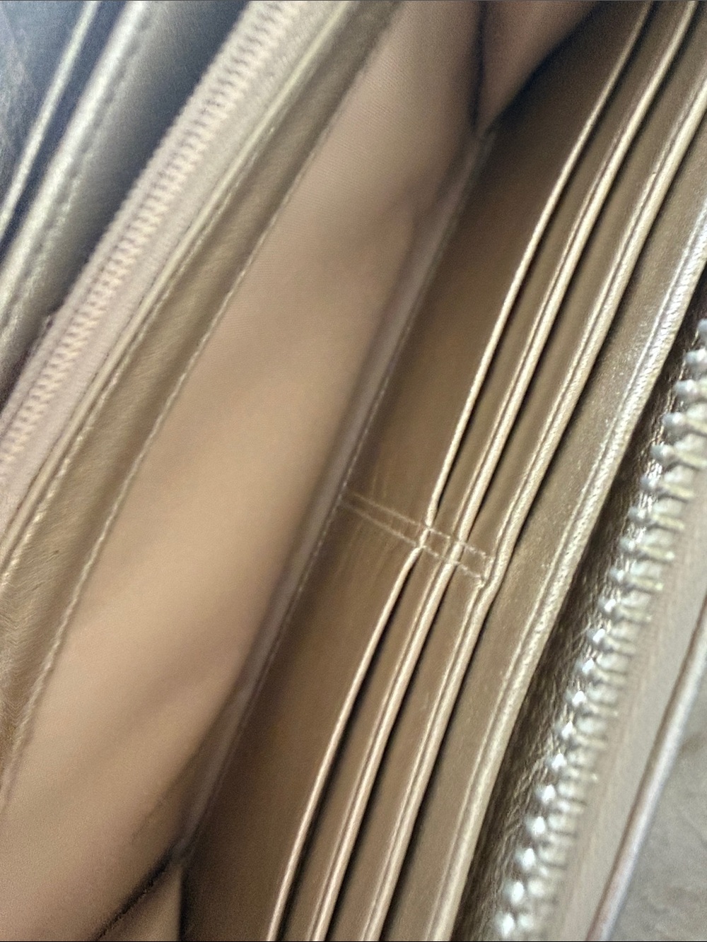 Coach Authentic Metallic Gold Zip-Around Wallet with Silver Logo Accent - Picture 10 of 14